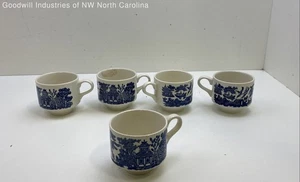 5er Set Churchill Blue Willow stapelbare Kaffeetassen - Bild 1 von 12