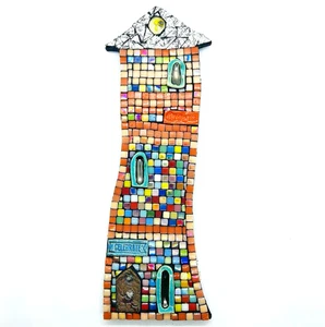 Placa de pared de mosaico de cerámica para casa caprichosa hecha a mano 13,7"" - colorida - Imagen 1 de 8