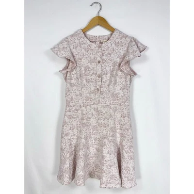 Shoshanna Women's Maverick Jacquard Flutter Sleeve Dress Size 8 Light Pink - Image 1 of 4