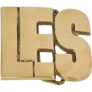New Brass Les Leslie Lester Name Tag Hippie Hippy 1970s NOS Vintage Belt Buckle - Picture 1 of 6
