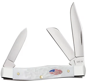 Case xx Knife Medium Stockman Stars & Stripes Rough White 14102 Pocket Knives - Picture 1 of 5