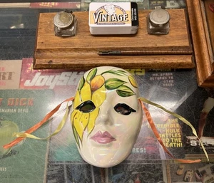 Porcelain Mardi Gras Face Mask Hand Painted And Signed - Bild 1 von 5