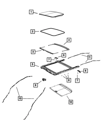 Sello de vidrio para techo corredizo Mopar genuino 5183172AC Foto 1 de 4