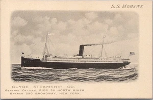 Postal vintage de los años 1910 de CLYDE STEAMSHIP CO. S. MOHAWK Pier 36 de la ciudad de Nueva York - Imagen 1 de 2