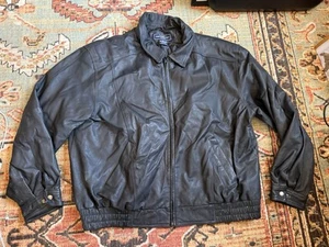 CHAQUETA BOMBER HOMBRE SUSQUEHANNA TRAIL OUTFITTERS CUERO NEGRO CREMALLERA XXL 2XL - Imagen 1 de 7