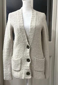 Cárdigan Y2K Vintage Abercrombie & Fitch Grueso Boucle Tejido Mezcla Lana S Beige - Imagen 1 de 8