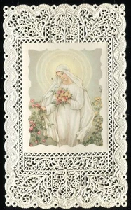 ANTIGUA TARJETA SAGRADA DE ENCAJE CANIVET DE SAN MARÍA - Imagen 1 de 2