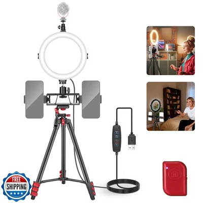 NEEWER Basics 8" Selfie Ring Light with Tripod Stand/2 Phone Holders Compatib - Image 1 of 4