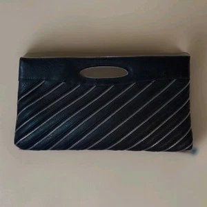Reb'l Fleur By Rihanna Hand Bag Clutch Purse Faux Leather Black 15 X 8 - Picture 1 of 6