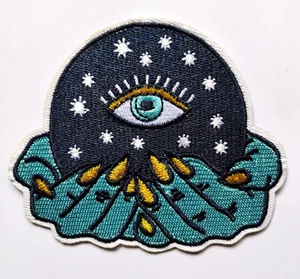 Mystical Eyes Fortune Teller Crystal Ball 2.75" Iron-On Embroidered Patch New - Picture 1 of 2