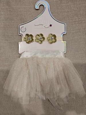 Tutú para bebé con diadema de flor dorada Foto 1 de 2