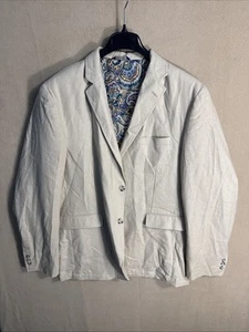 Alan Flusser XXL Linen Rayon Beige Blazer Mens 1/2 Lined Paisley 2 Button - Picture 1 of 14