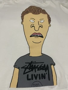 Stussy Beavis and Butthead Crewneck MTV Collab Pullover Sweatshirt Large Great C - Picture 1 of 11