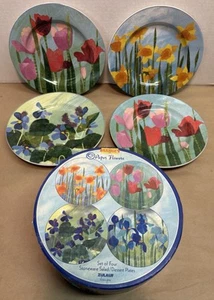 Sakura Paper Flowers Design by Zulauf Salad/Dessert Plates Set of 4 NEW - Picture 1 of 7