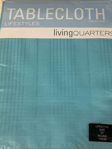 Living Quarters “Lifestyles” Tablecloth – 70” Round – Aqua Blue – Soil Release - Picture 1 of 4