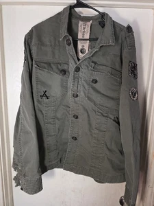 AFFLICTION HERREN XL MILITARY ARMY HEMD OLIV GRÜN SKULL PATCH BAUMWOLLE SELTEN Lesen - Bild 1 von 16