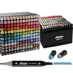 ABEIER 168 Colori Pennarelli Punta Marcatori doppia punta artistici Pennello - Foto 1 di 24