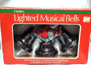 Carolites Lighted Musical 3 Bell Cluster in box - Christmas Carols 1979 ... FLAW - Picture 1 of 16