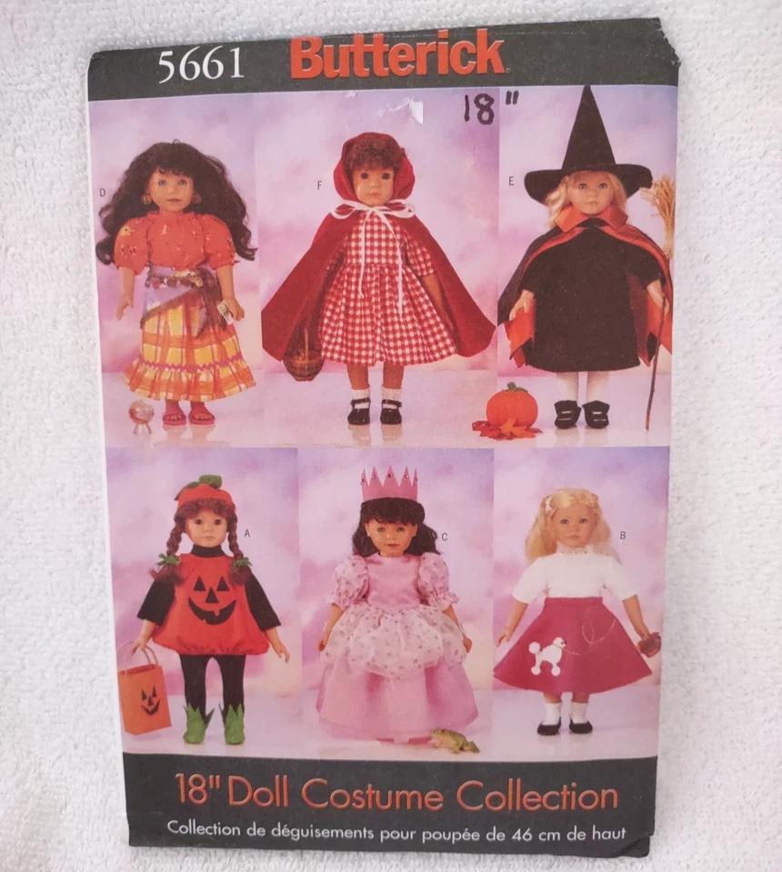 Butterick 18" Doll Halloween Costume Pattern 5661 Gypsy Witch Princess From 2001 - Image 1 of 1