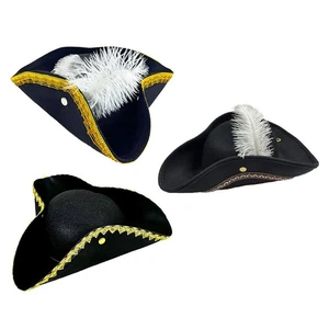 1Pcs Adults Pirate Costume Hat Tricorn Halloween Hats for Masquerade Ball Party - Picture 1 of 10