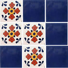 SET #092) With NINE Mexican Tiles Ceramic Clay Handcrafted Mexico