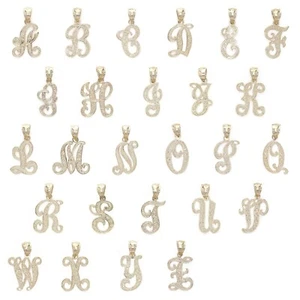 14k Yellow or White Gold Initial Letter Charm Pendant Alphabet A-Z Available - Picture 1 of 256