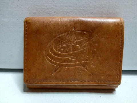 Columbus Blue Jackets NHL Laser Engraved Brown Trifold Wallet Cover