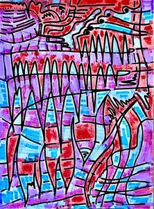 Modern Psychedelic Abstract Cubism Graffiti Art Painting Cartoon Illustration - Picture 1 of 1
