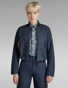 G-STAR DRAWSTRING BOMBER JACKET M Size RAW DENIM COLOR - Picture 1 of 8