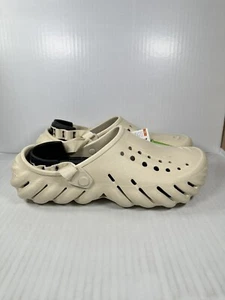 Größe 12 Herren Crocs Echo Clog Knochen/Schwarz 207937-2YJ BRANDNEU - Bild 1 von 7