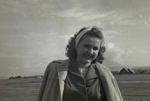 Smiling Woman Wearing Scarf Standing In Field Naples B&W Photograph 2.5 x 3.5 - Picture 1 of 3