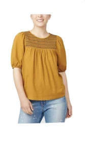 J. T-shirt donna Crew manica gonfia con giogo cromato colore oro Brendy XS - Foto 1 di 2