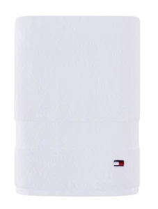Tommy Hilfiger WHITE Modern American Solid Cotton Bath Towel, US 30"X54" - Picture 1 of 2