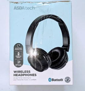 ASDA Tech Bluetooth Wireless Headphones Black (Buy 1 Get 1 FREE ) - Picture 1 of 7