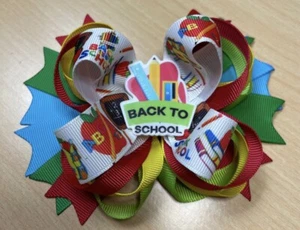 Back To School Inspired Hair Bow - Picture 1 of 5