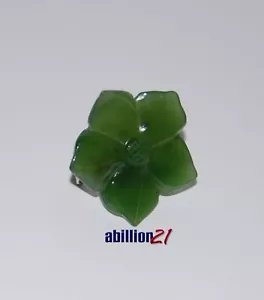 JADE WORLD Grün Nephrit Jade Handarbeit Geschnitzter Stein Blume Pin Rückseite Brosche - Bild 1 von 7