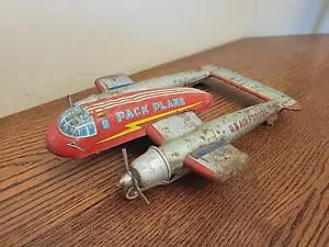 VINTAGE JAPAN TIN LITHO PACK PLANE US AIR FORCE C-120 AIRPLANE TOY ULTRA RARE! - Picture 1 of 10