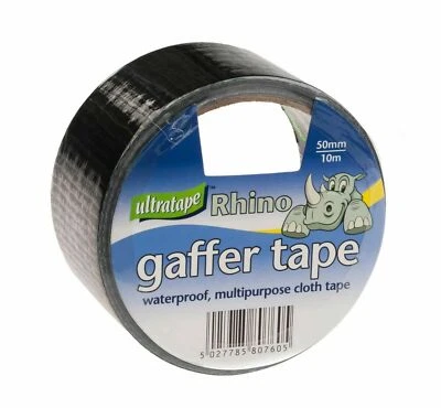 RHINO ULTRATAPE 50MM X 10M BLACK CLOTH TAPE WATERPROOF GAFFER TAPE
