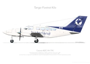 CESSNA 402C VH-TFK HINTERLAND 2021 - A3+ Profile Print - Bild 1 von 4