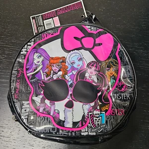 Monster High 2012 Skull Makeup Bag Purse Zippered 10" Vinyl Black Purple Doll - Bild 1 von 10