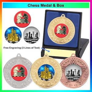 Chess Medal in a Presentation Box + Free Engraved Plate - Free Delivery - Picture 1 of 4