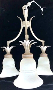 Seltene Art Deco Deckenleuchte im französischen Stil - 1930er - drei Lichter Kronleuchter - Bild 1 von 6