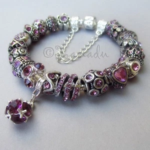 Bracciale Pandora Sterling Originale con Pietre Nascita Giugno Lilla Europea Alexanrite - Foto 1 di 8