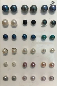 Freshwater Pearl Stud Earrings on 925 Sterling Silver Posts with Butterfly Backs - Picture 1 of 35