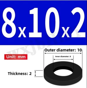 8mm0.32" ID x10mm0.39" OD x2mm0.08" Thick Rubber Flat Washers Spacers Sealing - Picture 1 of 5