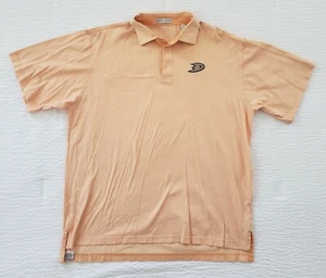 PETER MILLAR Men's Anaheim Ducks Polo Golf Shirt (L) Peach w/ Logo - Picture 1 of 6