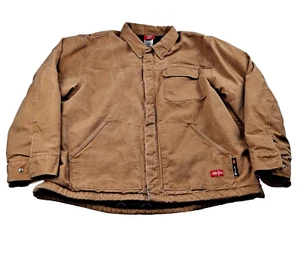 Dickies FR Coat Men 3XL Tan ATPV Rating 39 Insulated Jacket Work Canvas READ - Picture 1 of 22