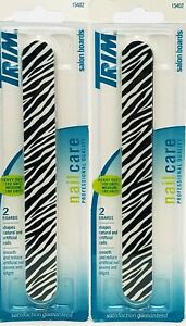 TRIM Salon Emery Boards Zebra Print Professional Quality Nail Care (2 Pack)