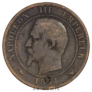 France Médaille 10 centimes 1854 Napoléon III Visite Chambre de Commerce Lille - Picture 1 of 2