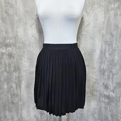 Vintage 80s 90s Nina K Womens 12 Black Sheer Accordion Pleated Mini Skirt - Image 1 of 4